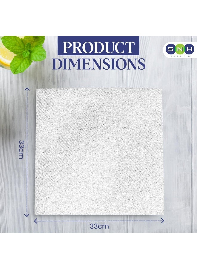 SNH Packing Square Shape 2-Ply Disposable Cocktail Napkin 50-Pieces, 33 cm x 33 cm Size, White - Image 2